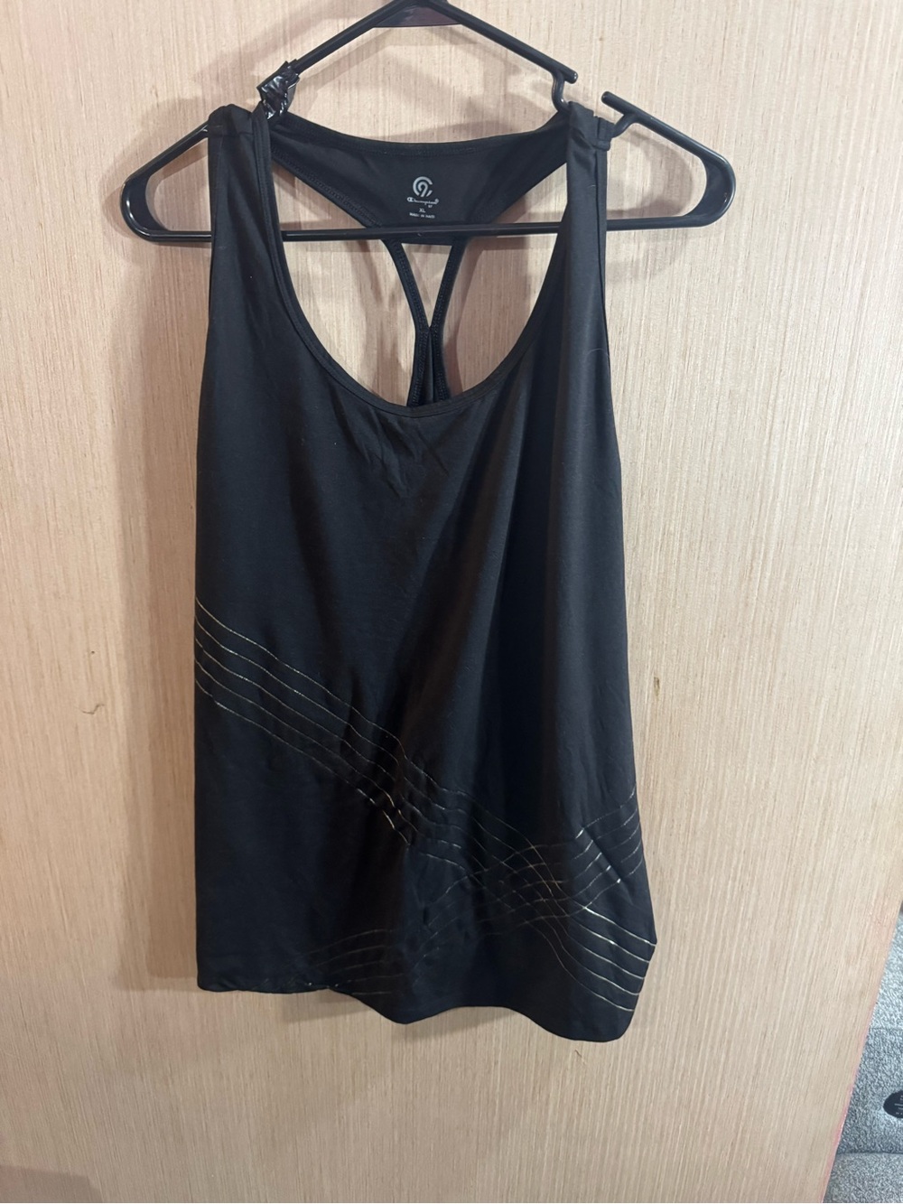 Champion Black Racerback Tank with Metallic Line Accents Size XL